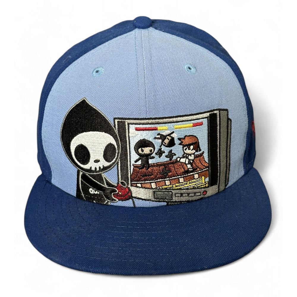 RARE Tokidoki TKDK OSFM Adjustable Legno Skull Gamer Fighter Ninja Blue Hat